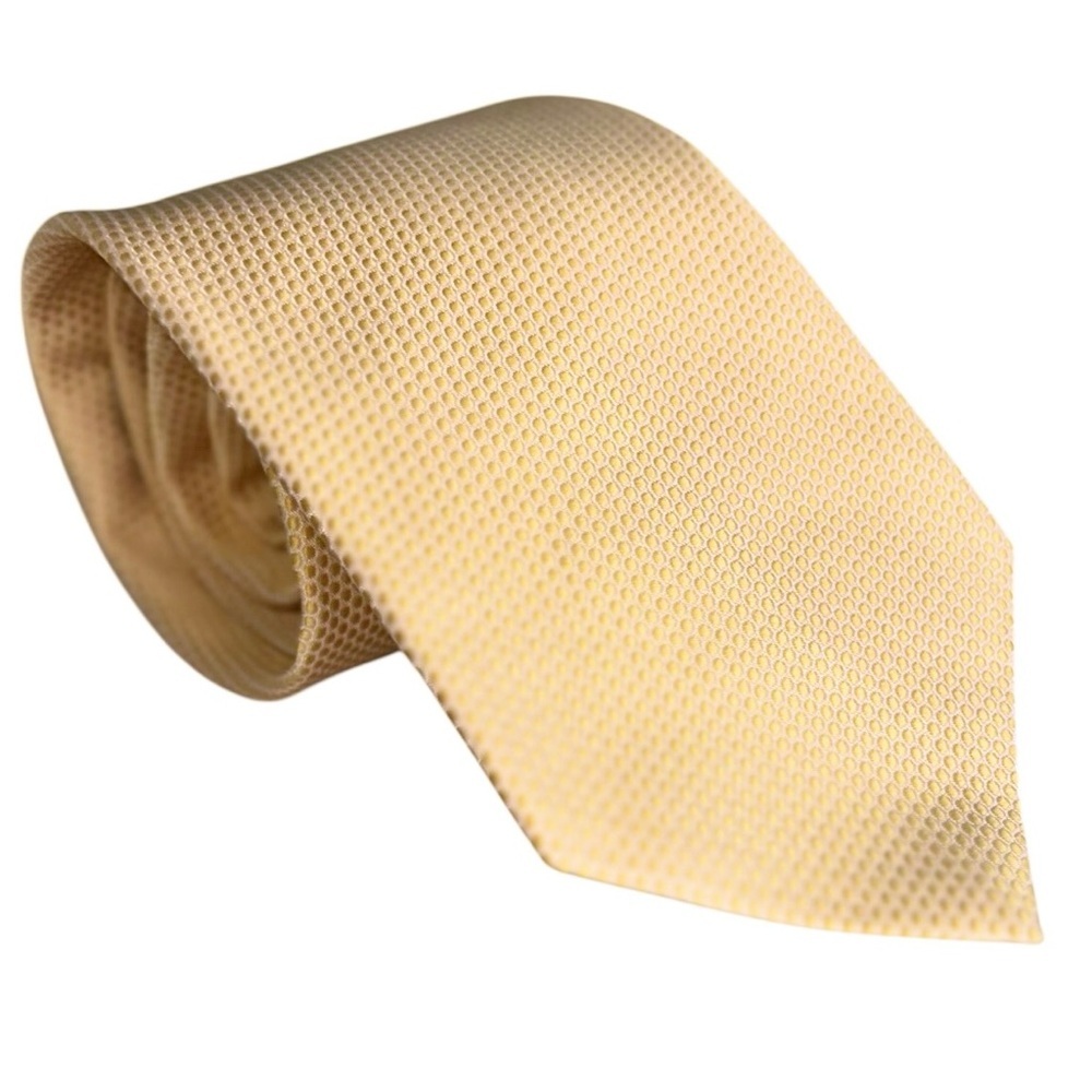 Brooks Brothers 346 Mens Tie Silk Jacquard Yellow Microdot 59x3.75” USA